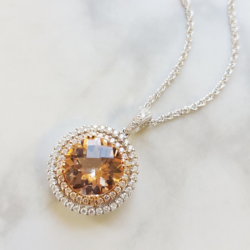 Sami Fine Jewelry Morganite Halo Pendant 131759
