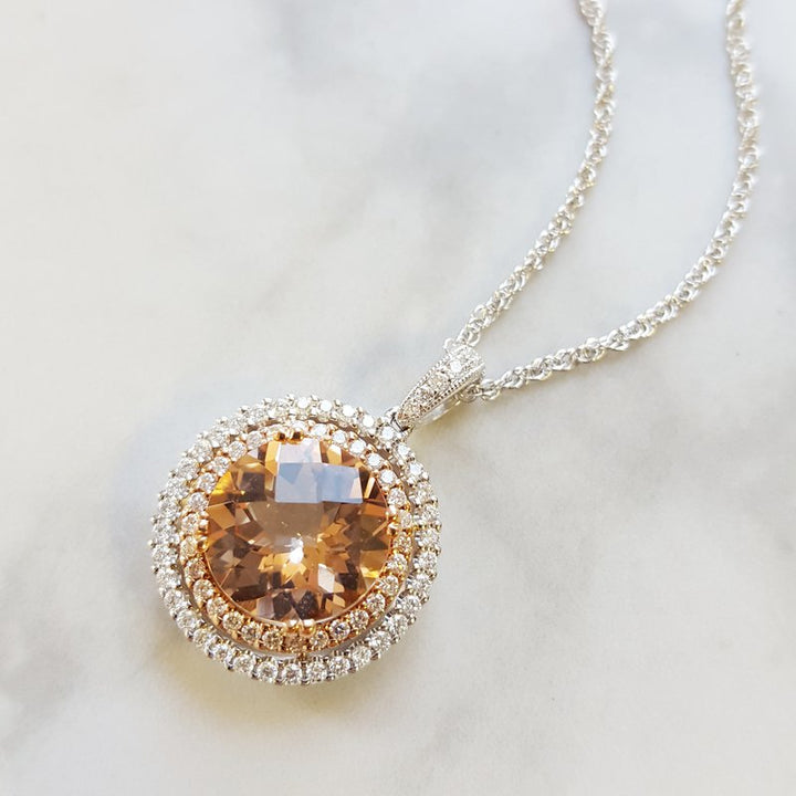 Sami Fine Jewelry Morganite Halo Pendant 131759