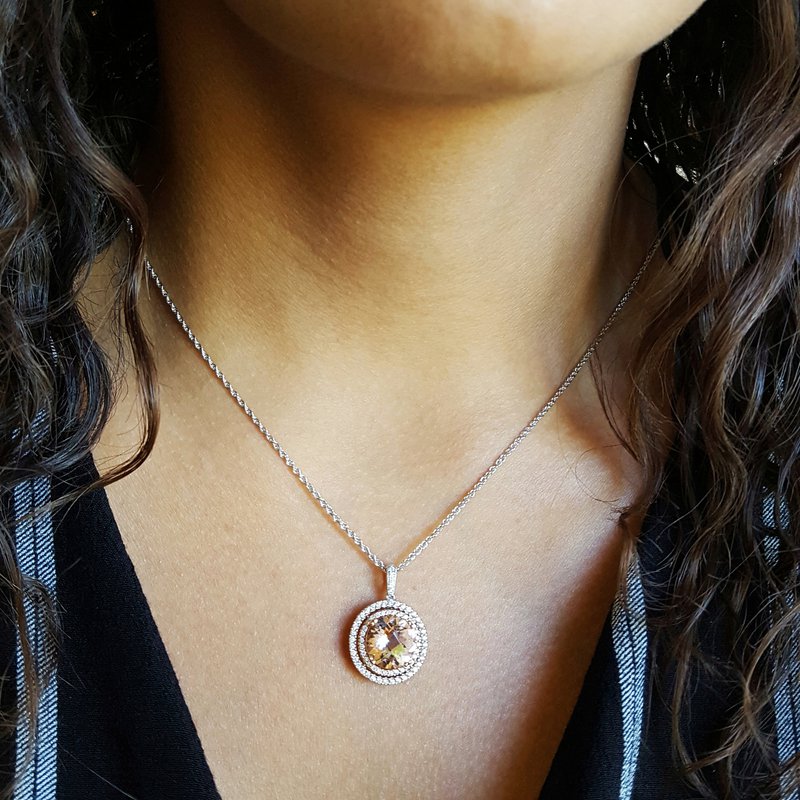 Sami Fine Jewelry Morganite Halo Pendant