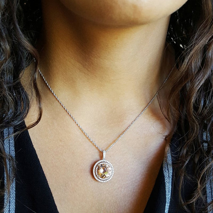 Sami Fine Jewelry Morganite Halo Pendant