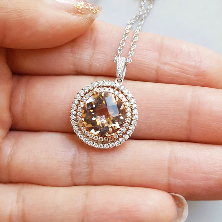 Sami Fine Jewelry Morganite Halo Pendant