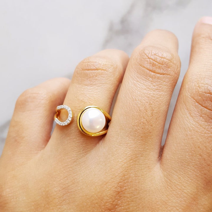 Sami Fine Jewelry Negative Space Pearl Ring