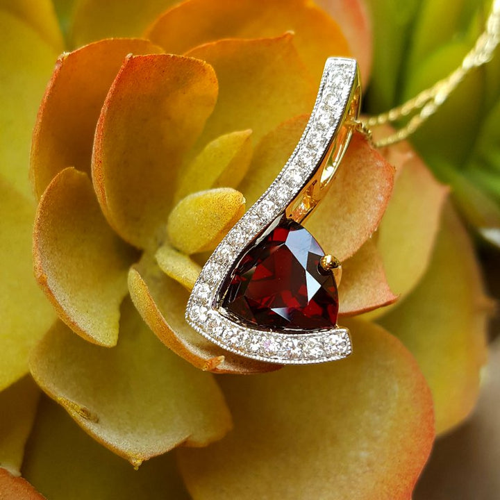  Arizona Anthill Garnet Gold Jewelry Trillion Pendant 380306 - Sami Fine Jewelry