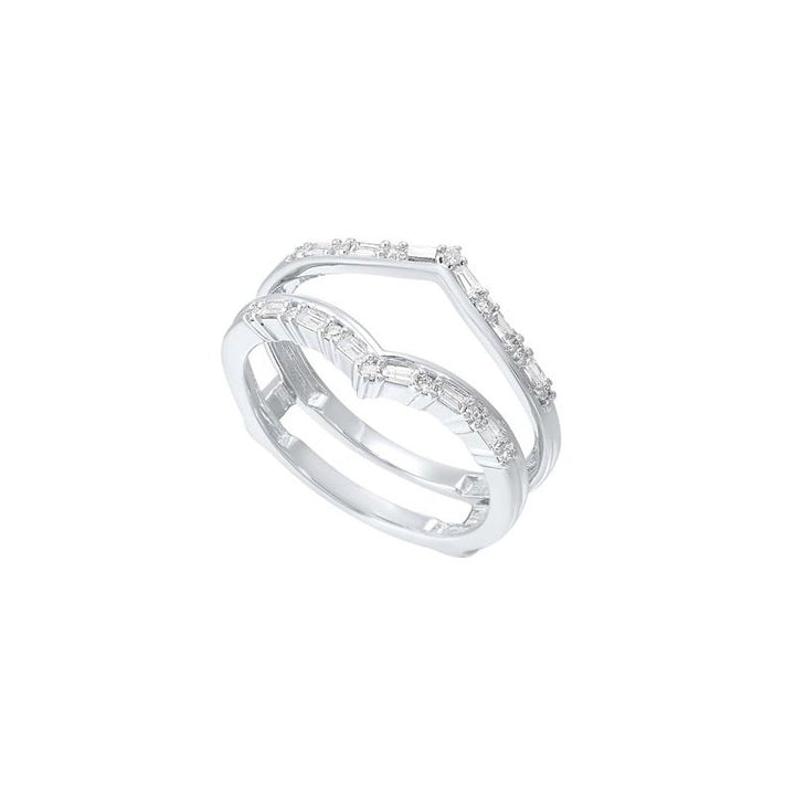  Gems One Diamond V-Shaped Bridal Guard Ring In 14k White Gold RG10984-4WC - Sami Fine Jewelry