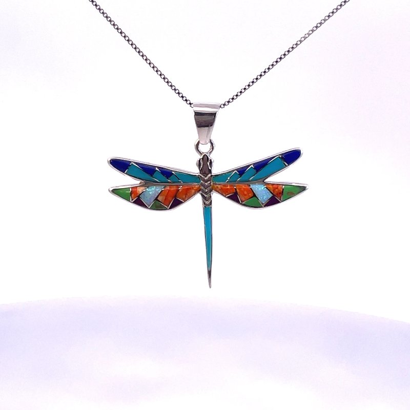 Arizona Turquoise and Inlaid Jewelry Mini Dragonfly Pendant