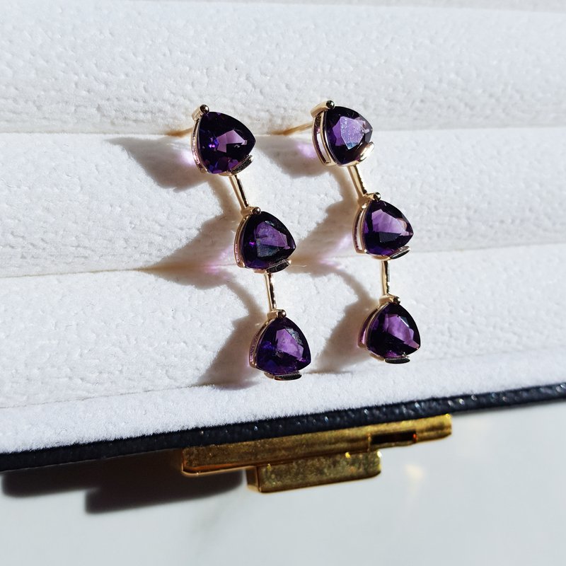  Arizona Amethyst Gold Jewelry Prism Amethyst Dangle Studs 363603