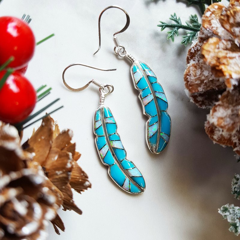 Arizona Turquoise and Inlaid Jewelry Light as a Feather Earrings
