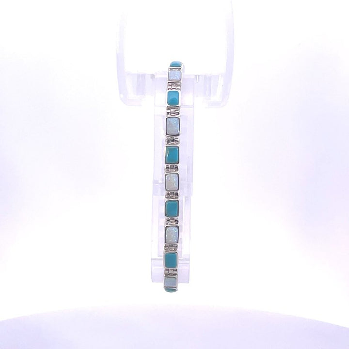Arizona Turquoise and Inlaid Jewelry Rectangle Link Bracelet