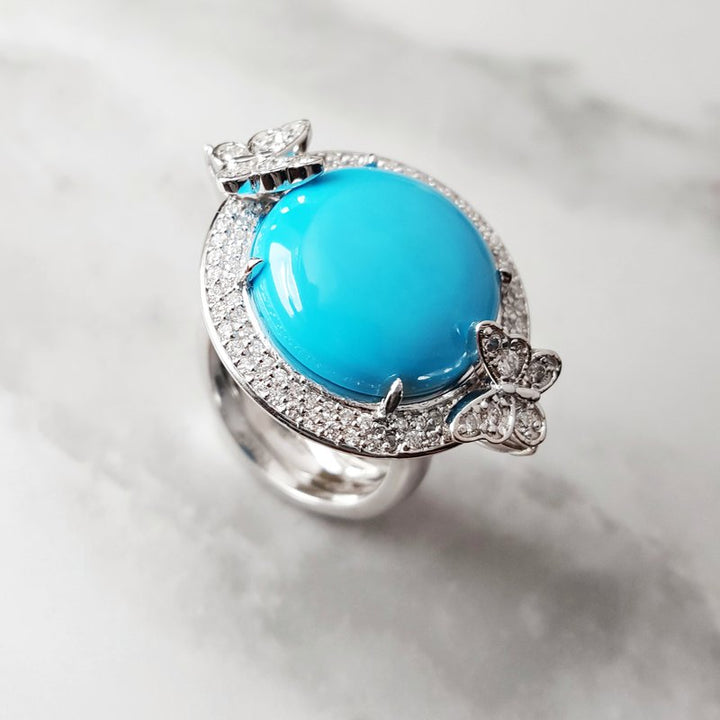  Luxury by Rene Hernandez Turquoise Butterfly Ring 250326 - Sami Fine Jewelry