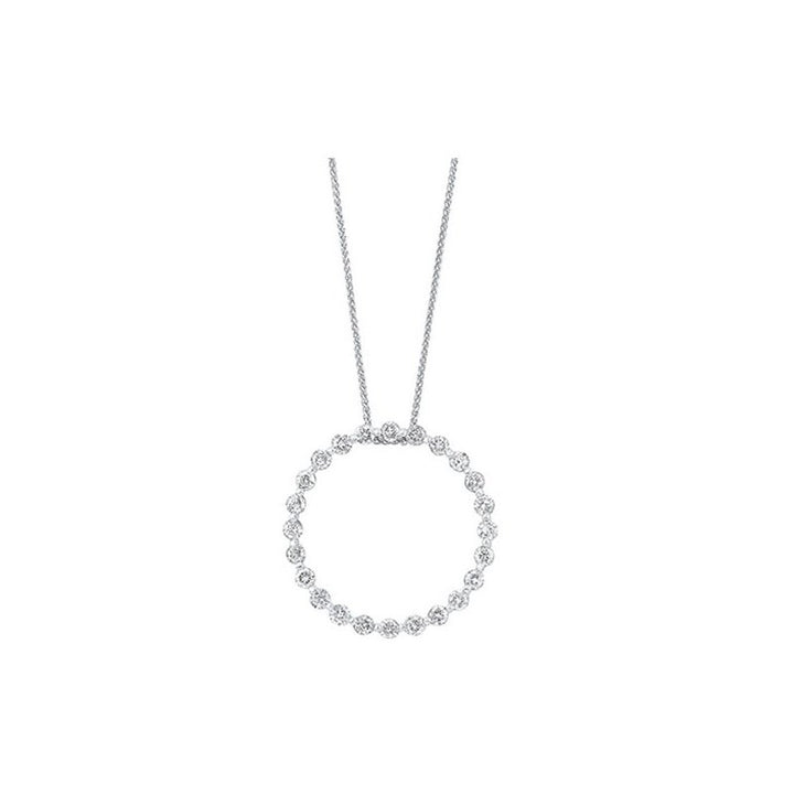 Gems One Diamond Eternity Circle Floating Pendant Necklace In 14k White Gold (1ctw)