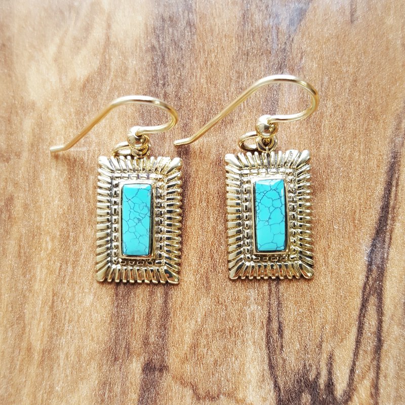 American Gem Collection Gold Framed Turquoise Dangles