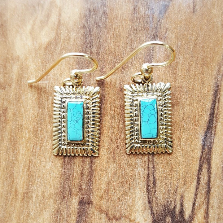 American Gem Collection Gold Framed Turquoise Dangles