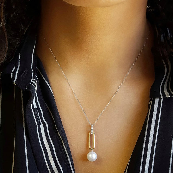 Sami Fine Jewelry Pearl Paperclip Necklace
