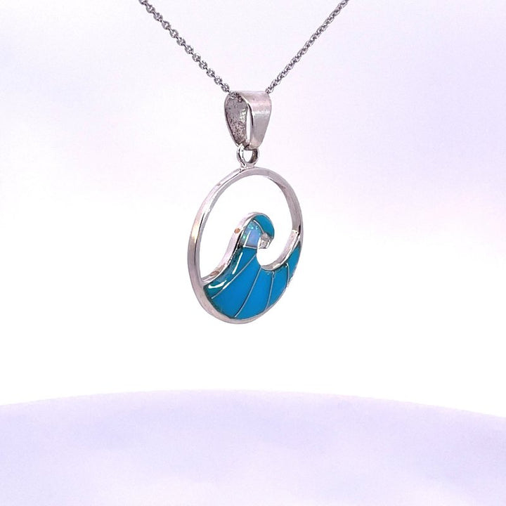 Arizona Turquoise and Inlaid Jewelry Ocean Wave Pendant
