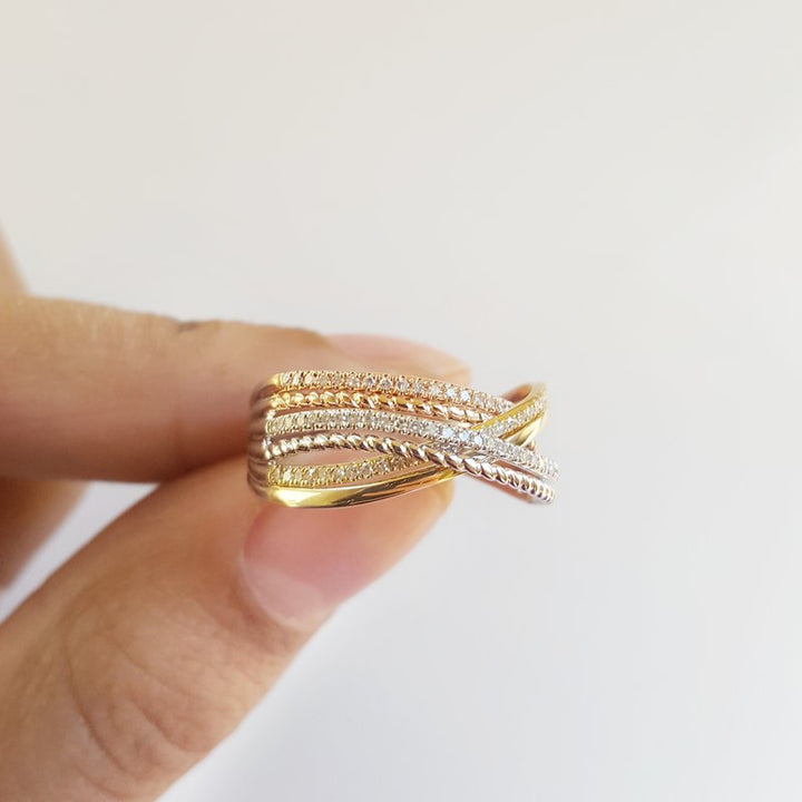 Gems One Diamond Luxe Braided Multi-Band In Tri-Color Gold (1/5ctw)