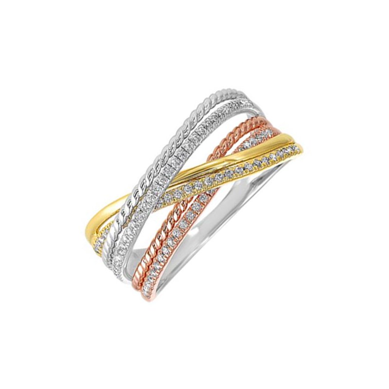 Gems One Diamond Luxe Braided Multi-Band In Tri-Color Gold (1/5ctw)