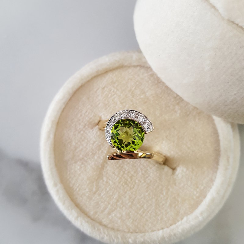 Arizona Peridot Gold Jewelry Peridot Checkerboard Cut Ring 370618