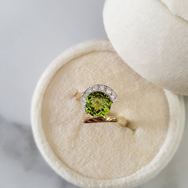 Arizona Peridot Gold Jewelry Peridot Checkerboard Cut Ring 370618