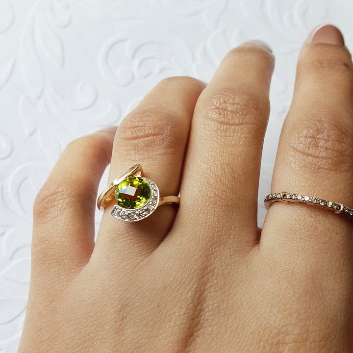 Arizona Peridot Gold Jewelry Peridot Checkerboard Cut Ring