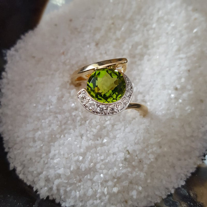 Arizona Peridot Gold Jewelry Peridot Checkerboard Cut Ring
