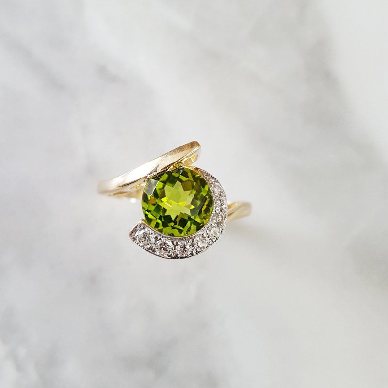 Arizona Peridot Gold Jewelry Peridot Checkerboard Cut Ring