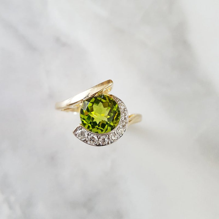Arizona Peridot Gold Jewelry Peridot Checkerboard Cut Ring