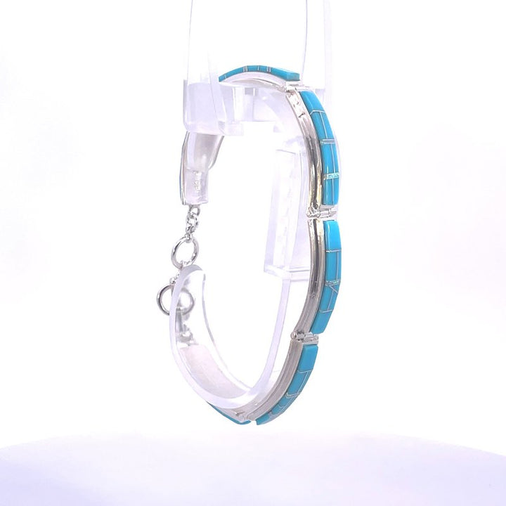 Arizona Turquoise and Inlaid Jewelry Elongated link Turquoise Bracelet