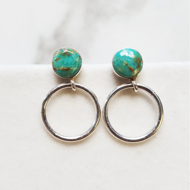 Arizona Turquoise and Inlaid Jewelry Stud and Hoops Vintage Kingman Earrings