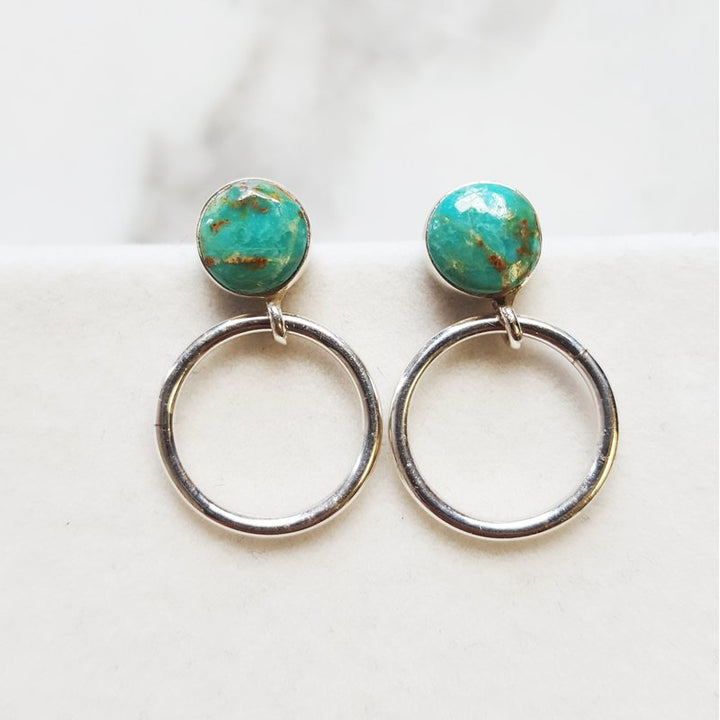 Arizona Turquoise and Inlaid Jewelry Stud and Hoops Vintage Kingman Earrings