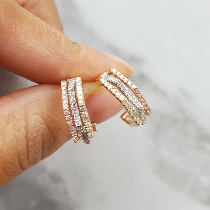 Gems One Tri-Gold Diamond Hoops 152166
