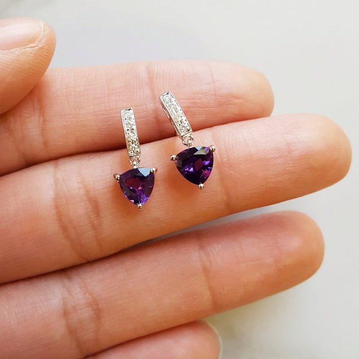  Arizona Amethyst Gold Jewelry Trillion Dangle Earrings 362300
