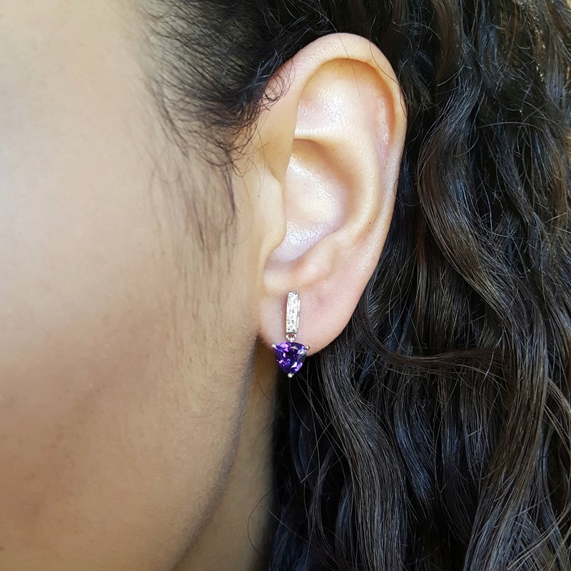 Arizona Amethyst Gold Jewelry Trillion Dangle Earrings
