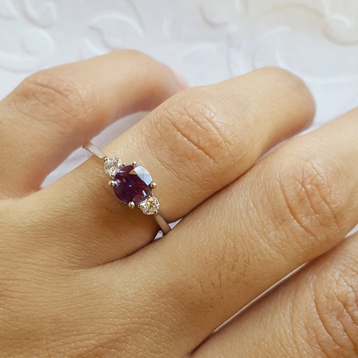 Sami Fine Jewelry Alexandrite 3 Stone Ring
