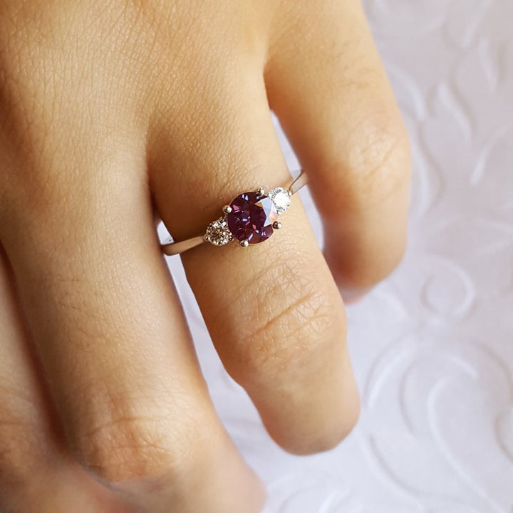 Sami Fine Jewelry Alexandrite 3 Stone Ring