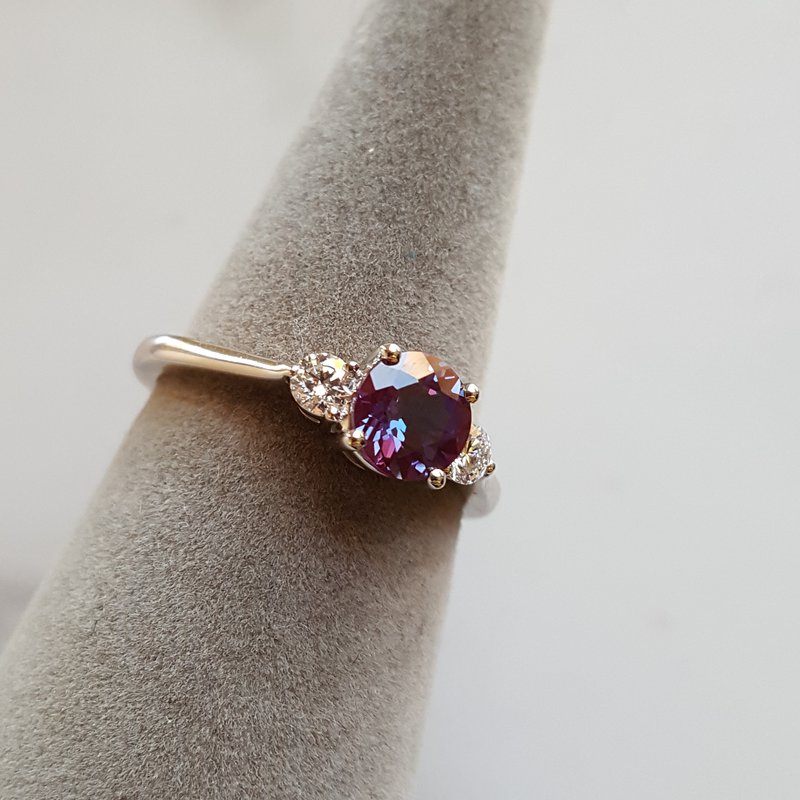 Sami Fine Jewelry Alexandrite 3 Stone Ring