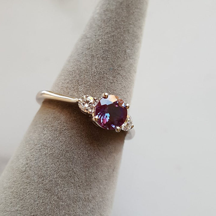 Sami Fine Jewelry Alexandrite 3 Stone Ring