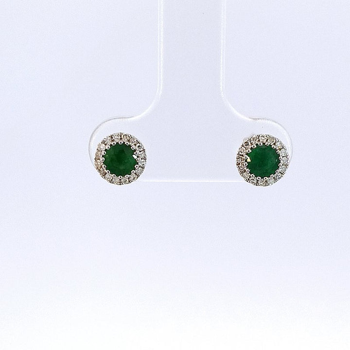 Sami Fine Jewelry White Gold Emerald Studs