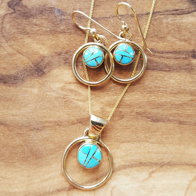 American Gem Collection™ Sleeping Turquoise Beauty Earring and Pendant Set 140602