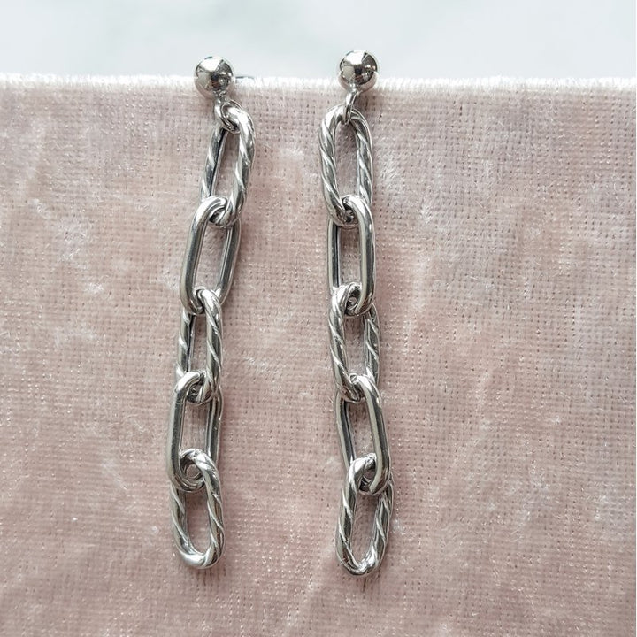 Sami Fine Jewelry Silver Textured Chain Dangles 2412615