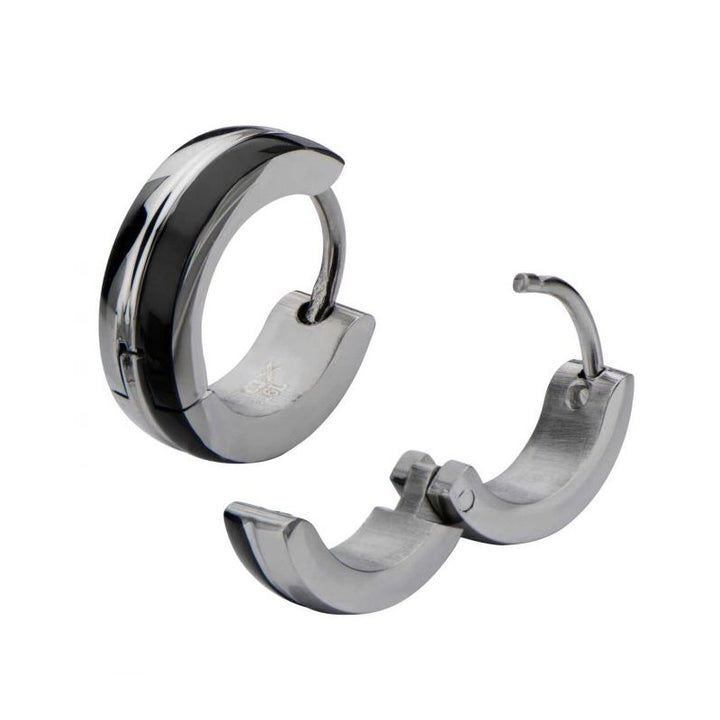 INOX Jewelry Black IP Steel Huggies