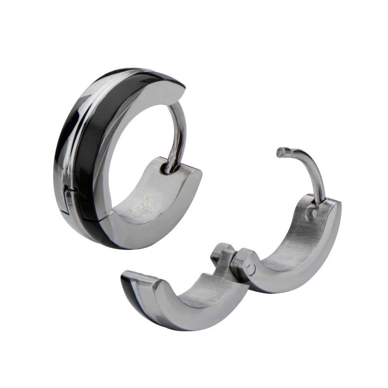 INOX Jewelry Black IP Steel Huggies