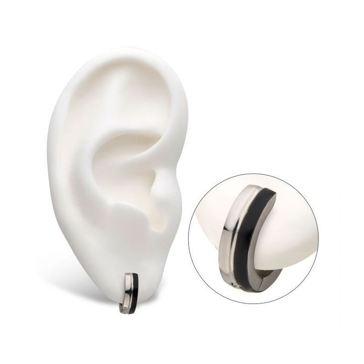 INOX Jewelry Black IP Steel Huggies