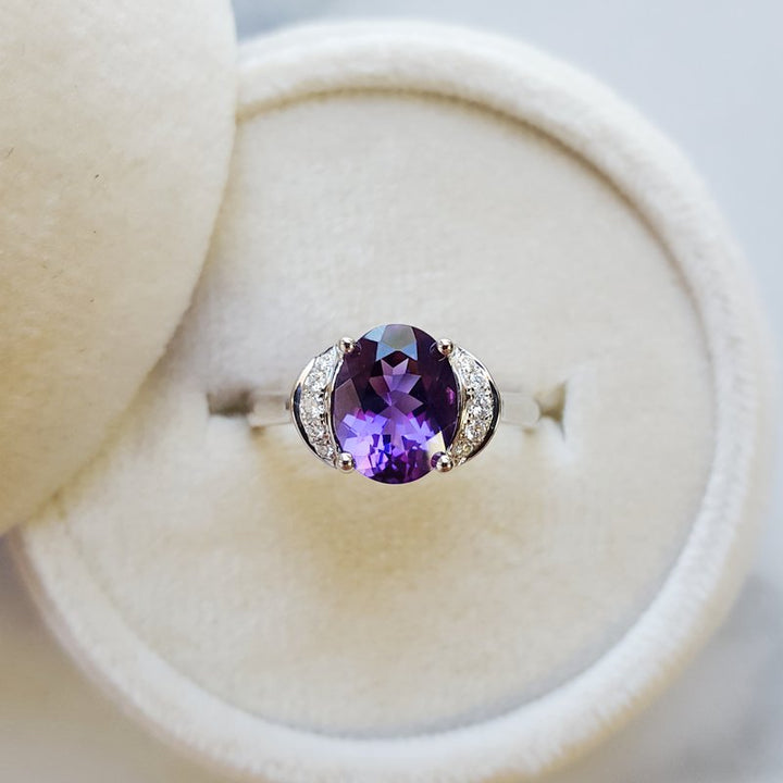 Arizona Amethyst Gold Jewelry Crescent Moon Halo Ring