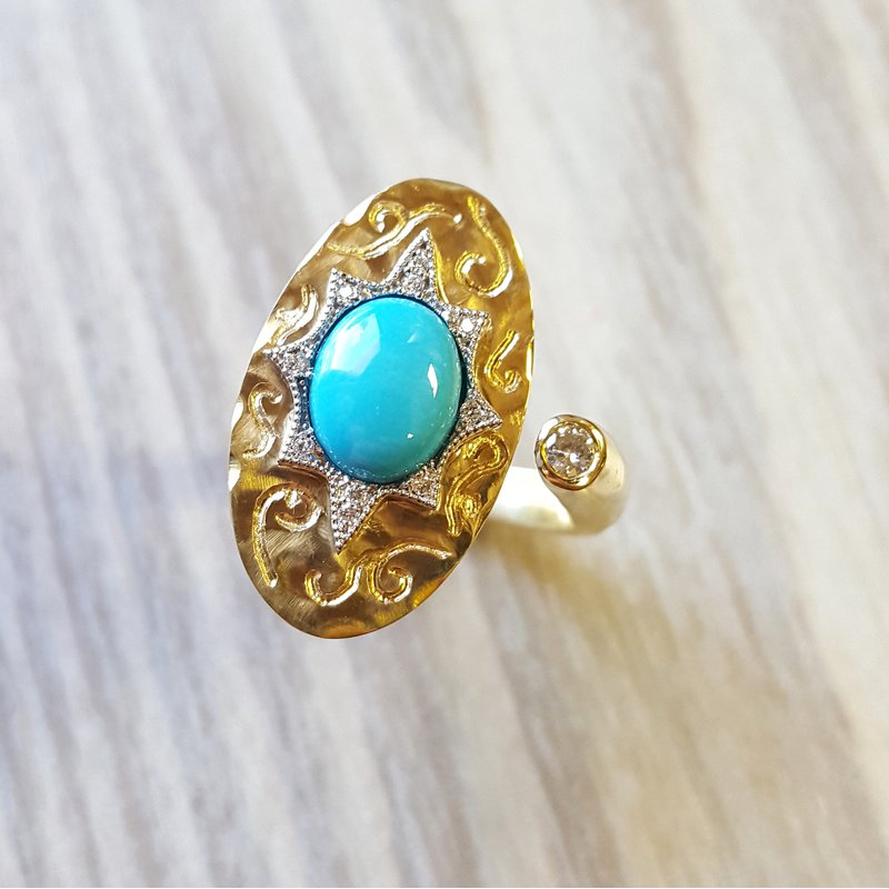 Luxury by Rene Hernandez Open Turquoise Ring