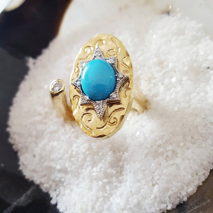  Luxury by Rene Hernandez Open Turquoise Ring 250333 - Sami Fine Jewelry