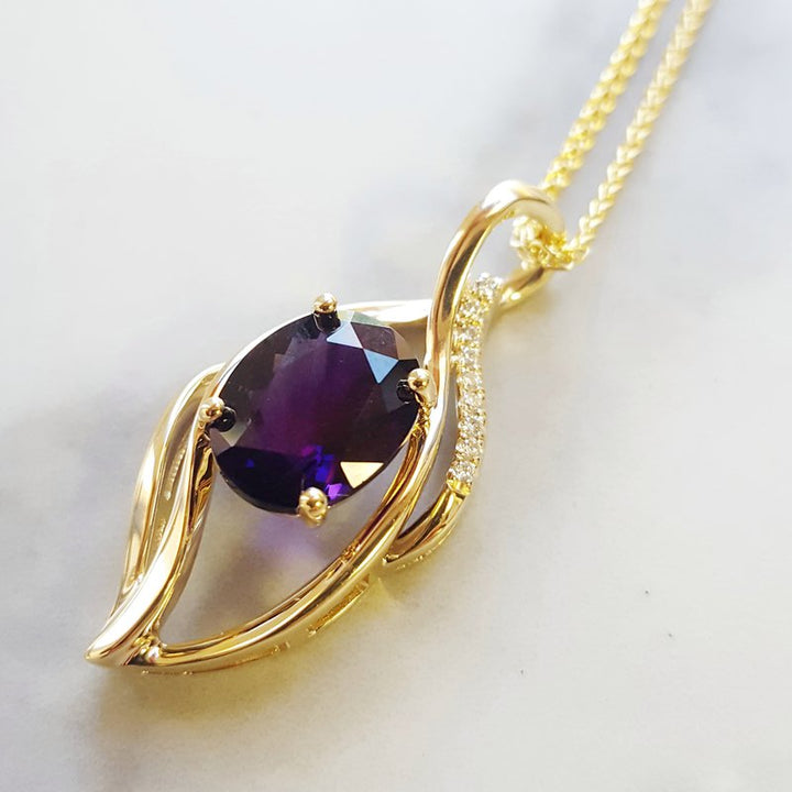 Arizona Amethyst Gold Jewelry Organic Oval Pendant