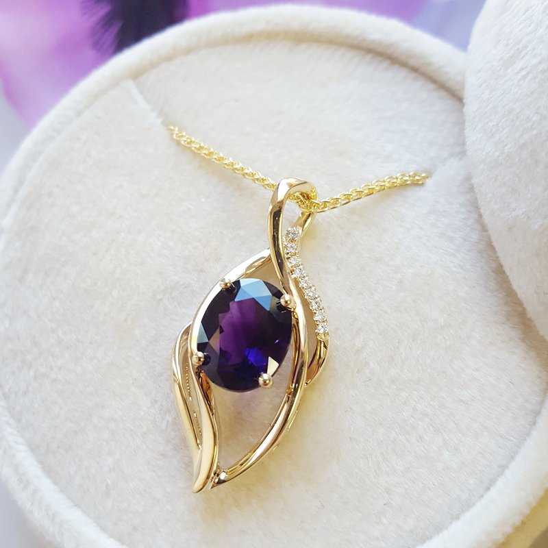 Arizona Amethyst Gold Jewelry Organic Oval Pendant