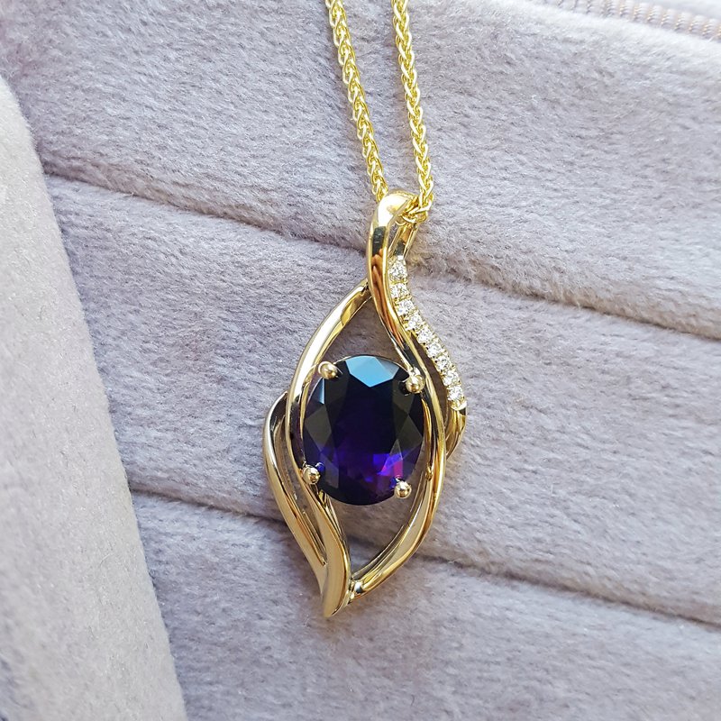 Arizona Amethyst Gold Jewelry Organic Oval Pendant