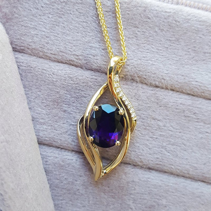 Arizona Amethyst Gold Jewelry Organic Oval Pendant