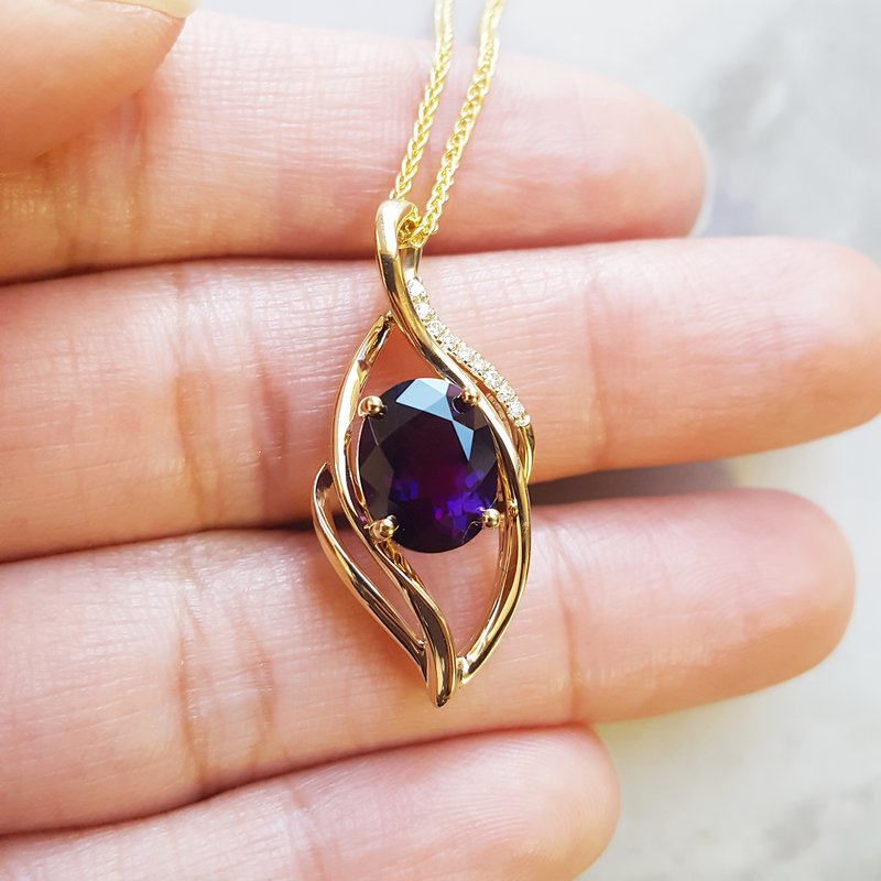 Arizona Amethyst Gold Jewelry Organic Oval Pendant